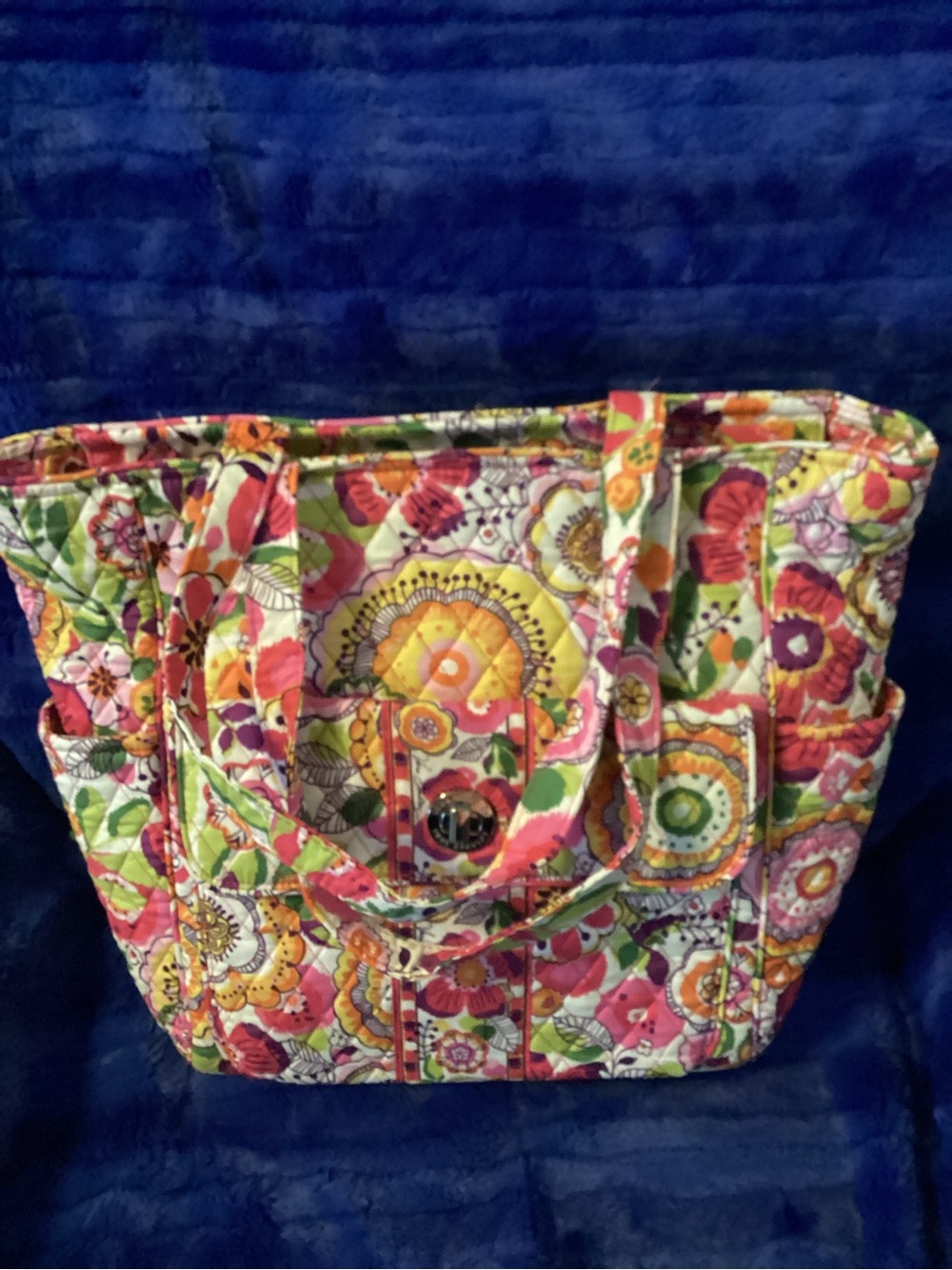 Vera Bradley Pink Orange Yellow Floral Quilted Tote
